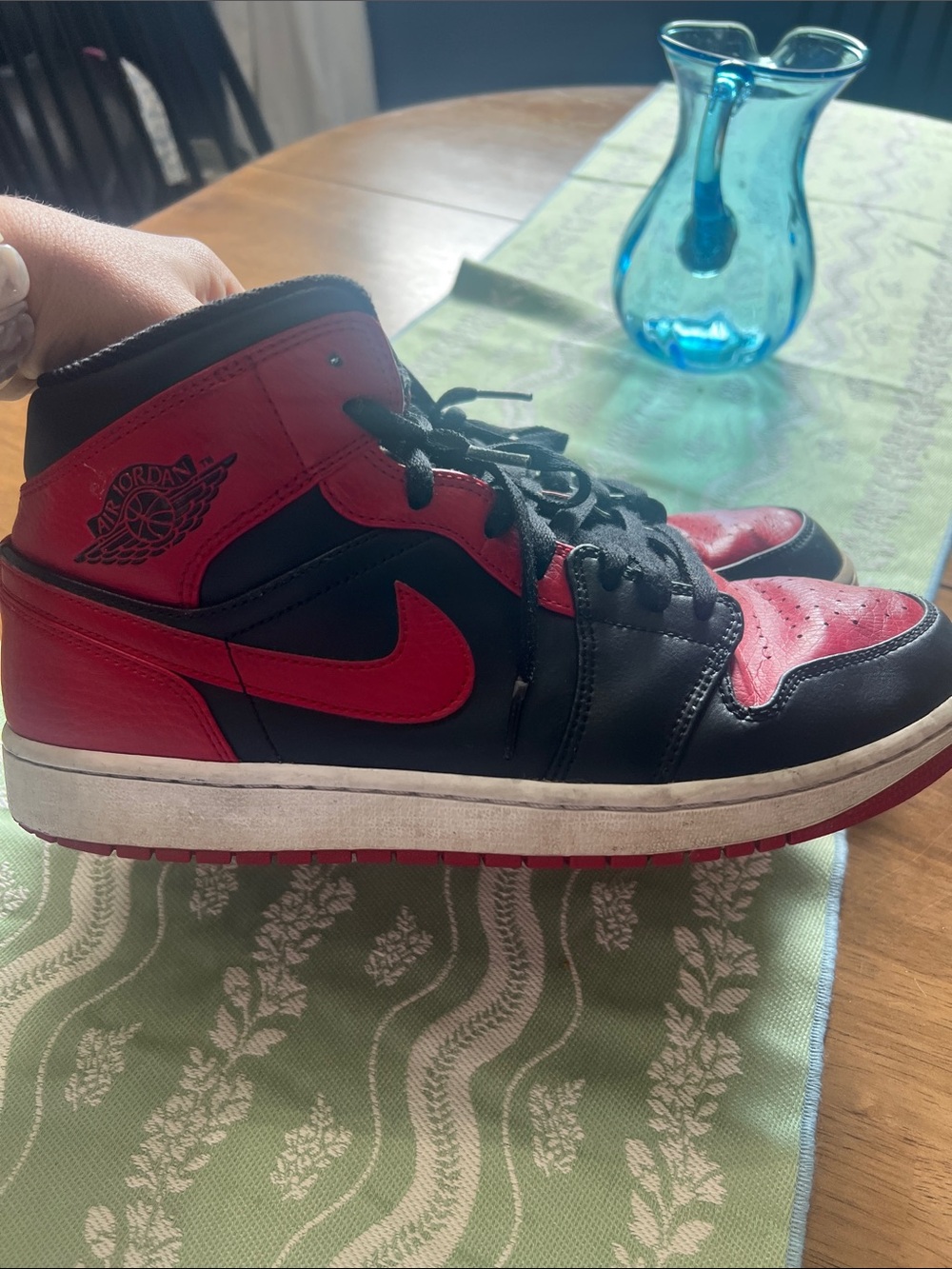 Jordan Black and Red Men's High-Top Athletic Sneakers- Jordan 1s